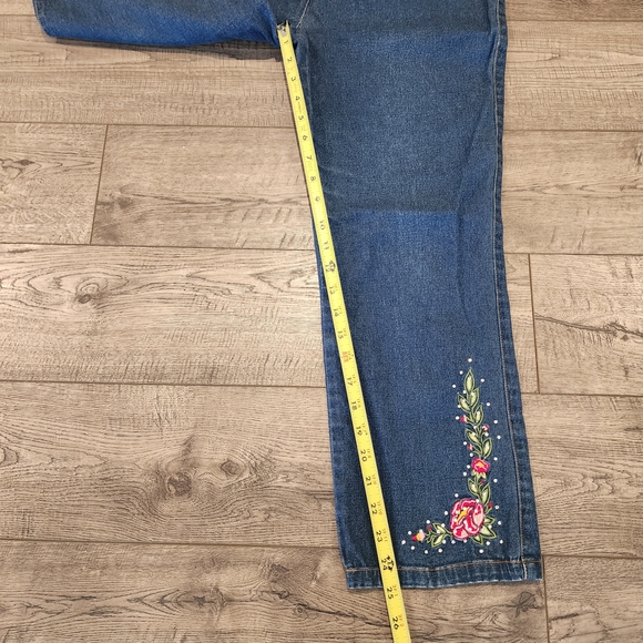 VTG Suzanne Somers Collection Denim Jean Jacket and Pant Embroidered Size L /S - Picture 12 of 16